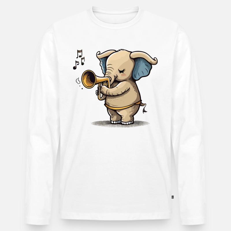 Trompete Elefant - Männer Premium Bio Langarmshirt - Weiß