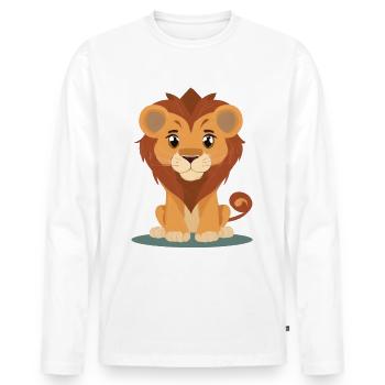 Lion - T-shirt manches longues Premium bio Homme - blanc - Devant - Nico (187cm)
