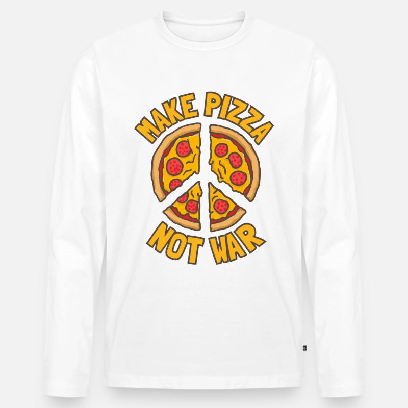 Make Pizza. not War. - Männer Premium Bio Langarmshirt - Weiß
