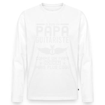 PAPA GUITARISTE 2 - T-shirt manches longues Premium bio Homme - blanc - Devant - Nico (187cm)