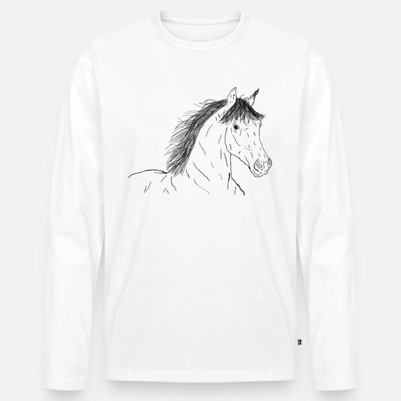 Pferd - Männer Premium Bio Langarmshirt - Weiß