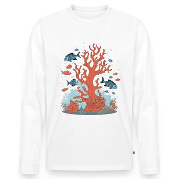 Récif corallien avec poissons dans la mer - T-shirt manches longues Premium bio Homme - blanc - Devant - Nico (187cm)