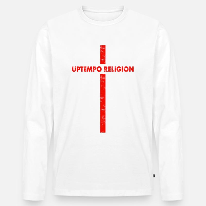Uptempo - Rave - Hardstyle - Gabber - Geschenk - Männer Premium Bio Langarmshirt - Weiß