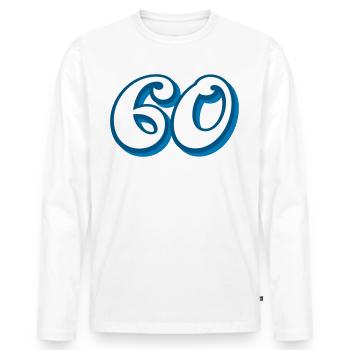 Félicitations d’anniversaire de 60 ans - T-shirt manches longues Premium bio Homme - blanc - Devant - Nico (187cm)