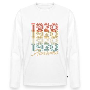 Funny Birthday Awesome 1920 - Männer Premium Bio Langarmshirt - Weiß - Vorne - Nico (187cm)