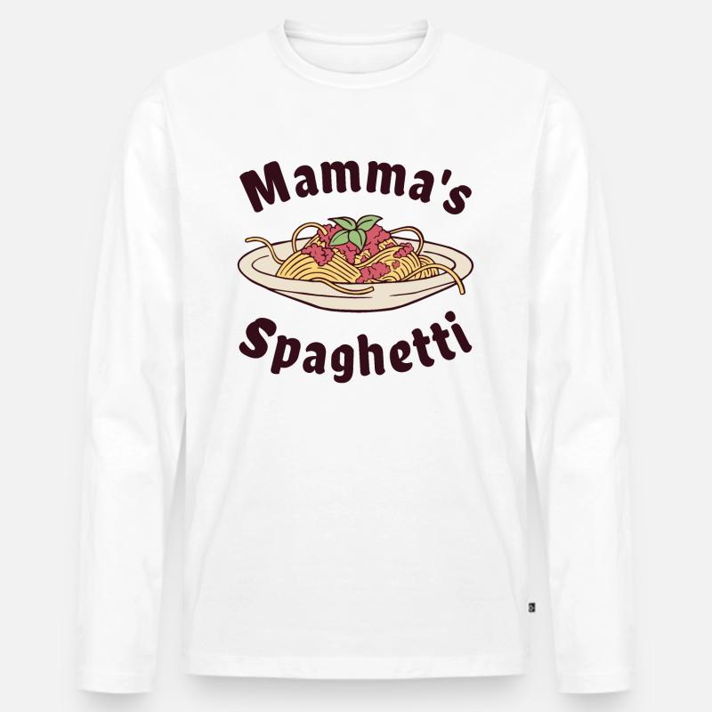 Mamma's Spaghetti - Männer Premium Bio Langarmshirt - Weiß