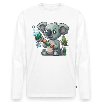 Bong-Blowing Koala - Men's Premium Organic Long Sleeve Shirt - white - Front - Nico (187cm)