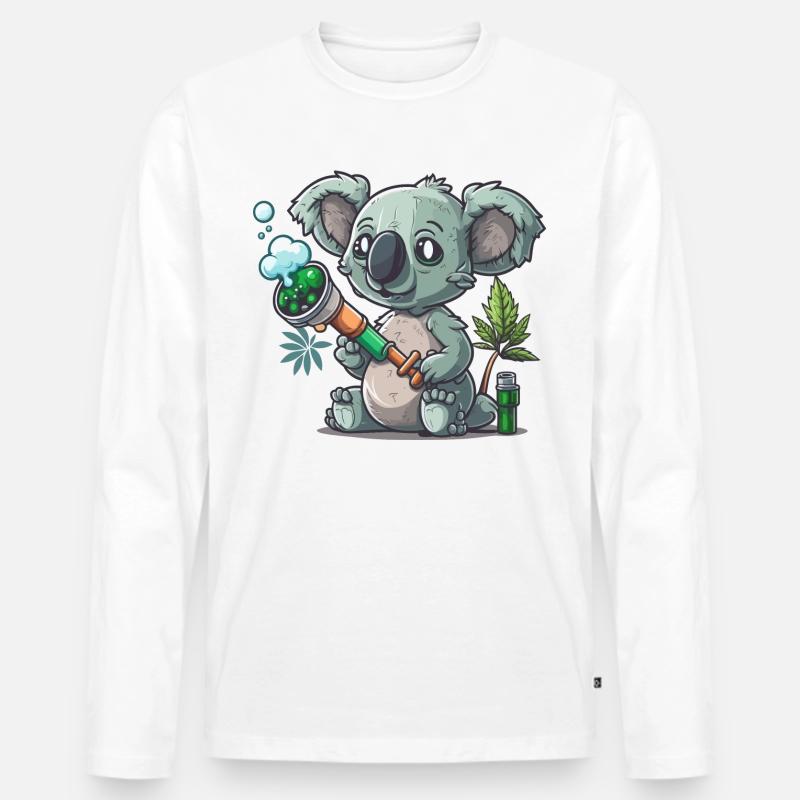 Bong-blasender Koala - Männer Premium Bio Langarmshirt - Weiß