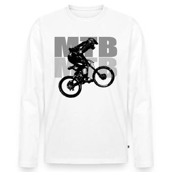 Vélo VTT - T-shirt manches longues Premium bio Homme - blanc - Devant - Nico (187cm)