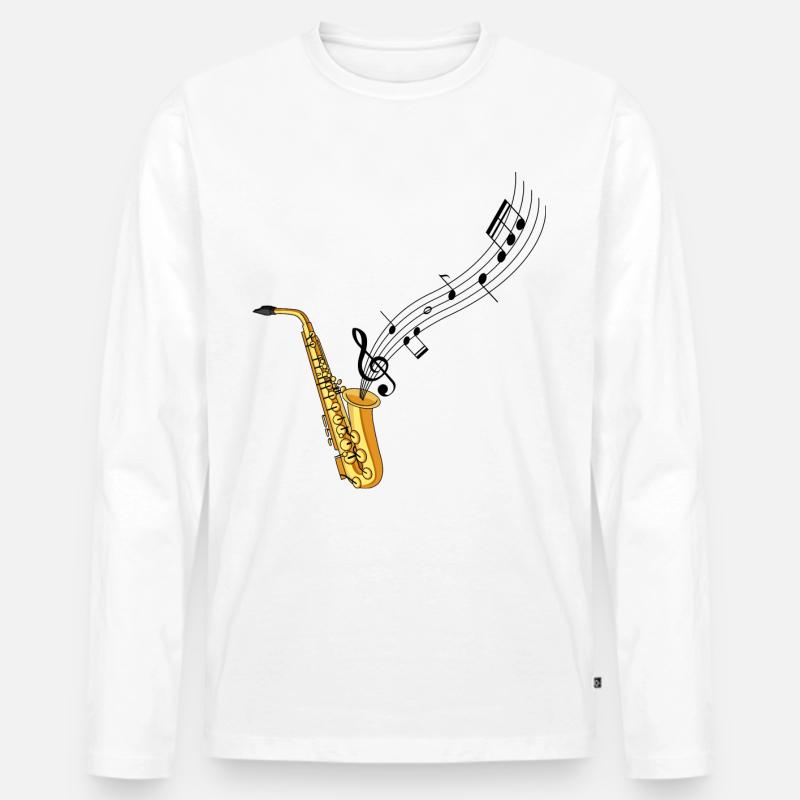Saxophon - Männer Premium Bio Langarmshirt - Weiß