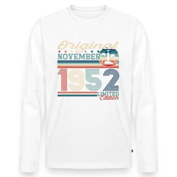 Original novembre 1952 Cadeau du 70e anniversaire - T-shirt manches longues Premium bio Homme - blanc - Devant - Nico (187cm)