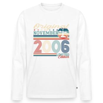 Original November 2006 16th Birthday Gift - Men's Premium Organic Long Sleeve Shirt - white - Front - Nico (187cm)