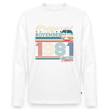 Original November 1981 41st birthday gift - Men's Premium Organic Long Sleeve Shirt - white - Front - Nico (187cm)