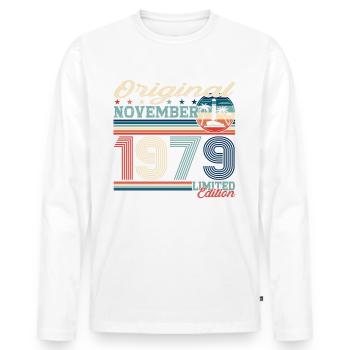 Original novembre 1979 Cadeau du 43e anniversaire - T-shirt manches longues Premium bio Homme - blanc - Devant - Nico (187cm)