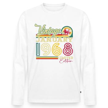 Né en 1968 Janvier 55e anniversaire Homme cadeau - T-shirt manches longues Premium bio Homme - blanc - Devant - Nico (187cm)
