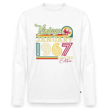 Né en 1967 Janvier 56e anniversaire Homme cadeau - T-shirt manches longues Premium bio Homme - blanc - Devant - Nico (187cm)