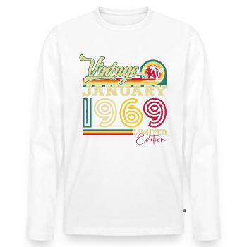 Né en 1969 Janvier 54e anniversaire Homme cadeau - T-shirt manches longues Premium bio Homme - blanc - Devant - Nico (187cm)