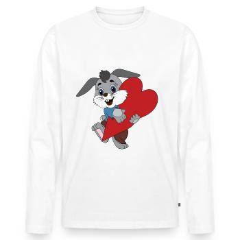 Hase mit großem Herz - Männer Premium Bio Langarmshirt - Weiß - Vorne - Nico (187cm)