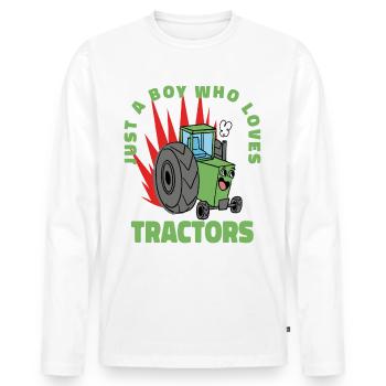 Just A Boy Who Loves Tractors - Farmer And Farming - Men's Premium Organic Long Sleeve Shirt - white - Front - Nico (187cm)