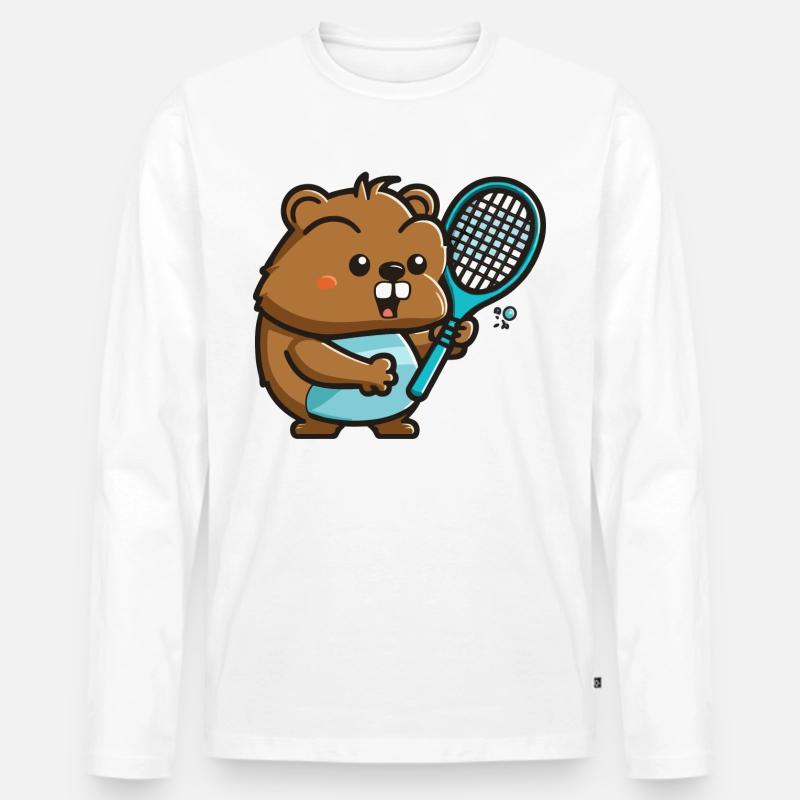 Biber-Server - Männer Premium Bio Langarmshirt - Weiß