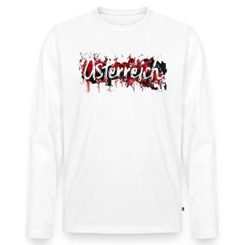 Autriche / Lettrage avec des touches de couleur - T-shirt manches longues Premium bio Homme - blanc - Devant - Nico (187cm)