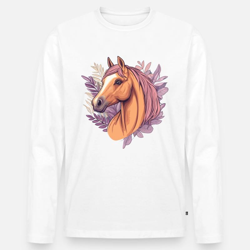Pferd - Männer Premium Bio Langarmshirt - Weiß