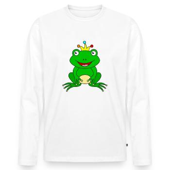 Frog King Fairytale Prince with Crown - Men's Premium Organic Long Sleeve Shirt - white - Front - Nico (187cm)