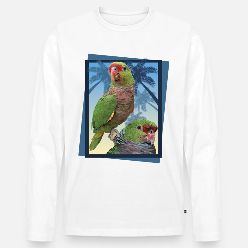 Weiniger Papagei - Männer Premium Bio Langarmshirt - Weiß