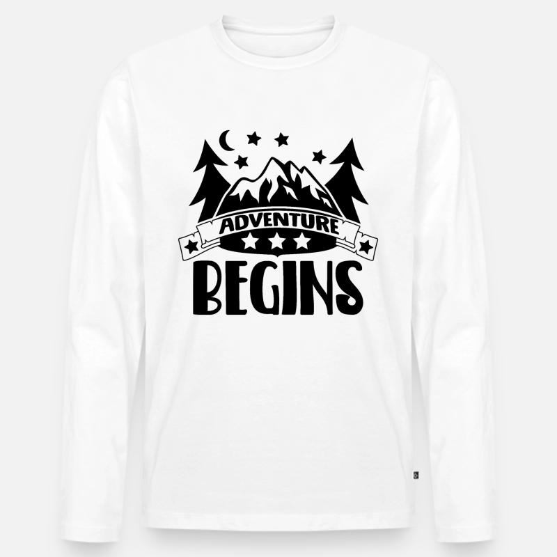 Abenteuer beginnt - Männer Premium Bio Langarmshirt - Weiß