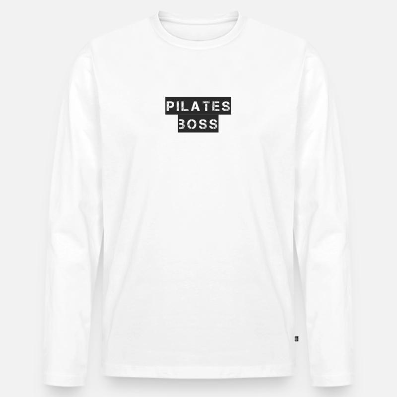 Pilates - Pilates boss - Männer Premium Bio Langarmshirt - Weiß