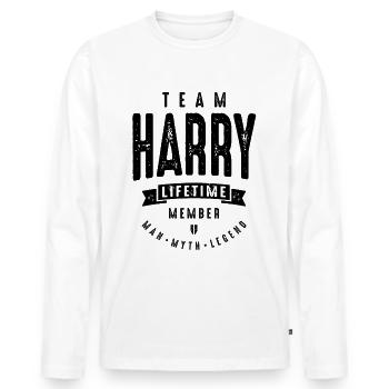 Membre à vie de l’équipe Harry Drôle personnalisé - T-shirt manches longues Premium bio Homme - blanc - Devant - Nico (187cm)