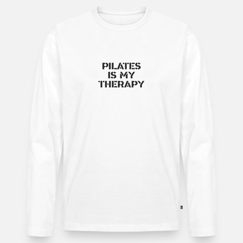 Pilates - Pilates è la mia terapia - Maglia a manica lunga ecologica premium da uomo - bianco