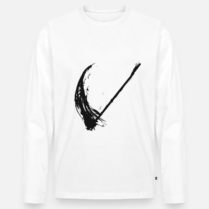 Sichel Schwarz - Männer Premium Bio Langarmshirt - Weiß