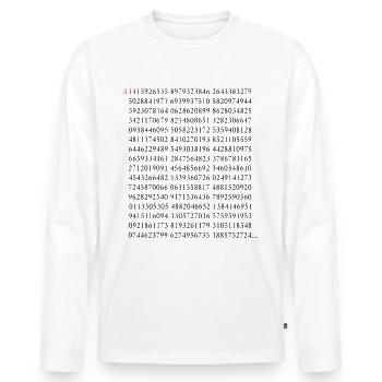 Die Ersten 500 Ziffern Der Kreiszahl Pi 3.14 Mathe - Männer Premium Bio Langarmshirt - Weiß - Vorne - Nico (187cm)