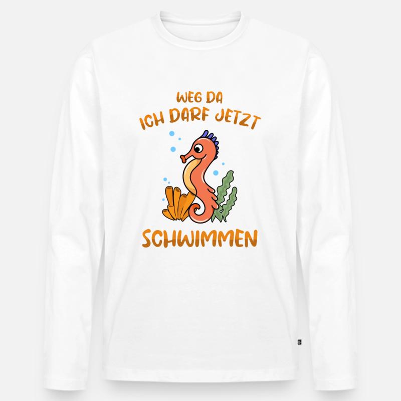 Schwimmen Seepferdchen bestanden Abzeichen - Männer Premium Bio Langarmshirt - Weiß