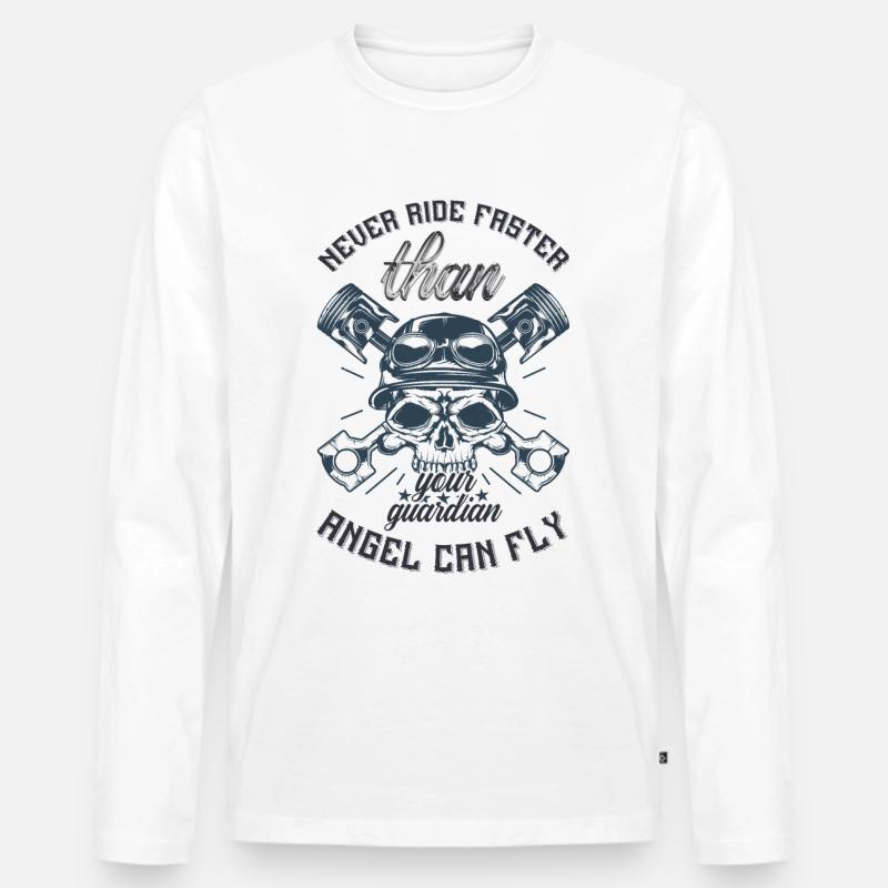 Bikers Schutzengel - Männer Premium Bio Langarmshirt - Weiß