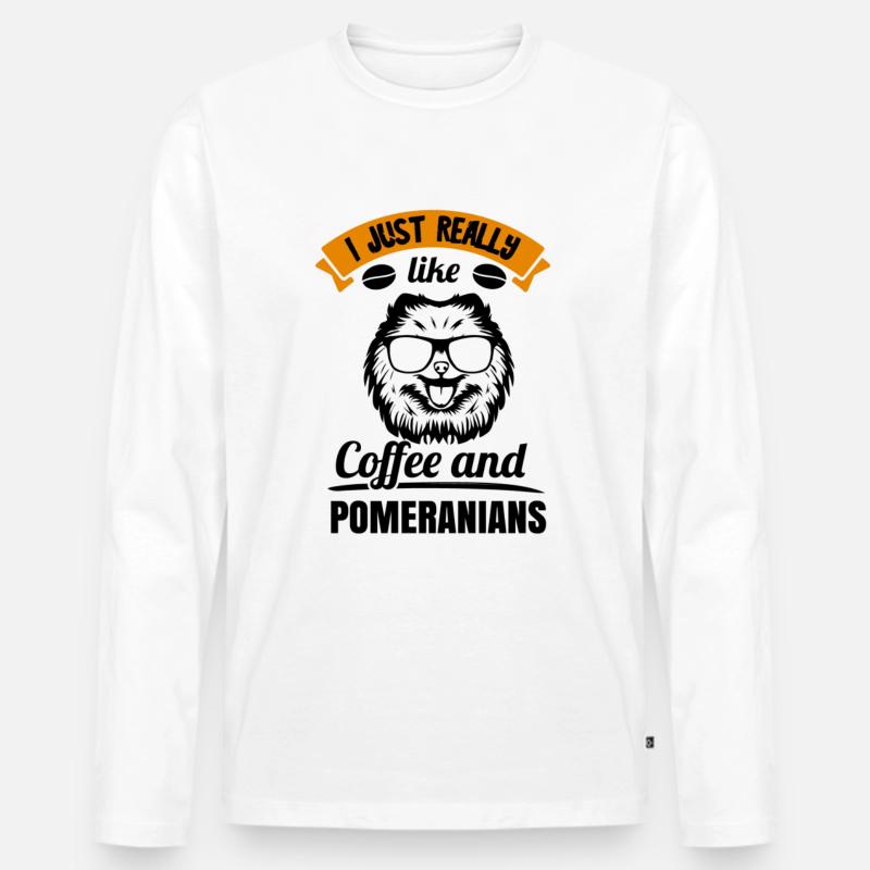 Spitz Pomeranian Zwergspitz Hund - Männer Premium Bio Langarmshirt - Weiß