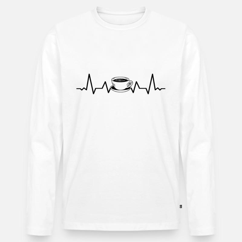 Kaffee Sammlung Kaffeetrinker Kaffeeliebhaber - Männer Premium Bio Langarmshirt - Weiß