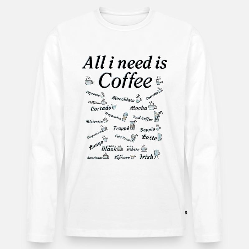 Kaffee Sammlung Kaffeetrinker Kaffeeliebhaber - Männer Premium Bio Langarmshirt - Weiß