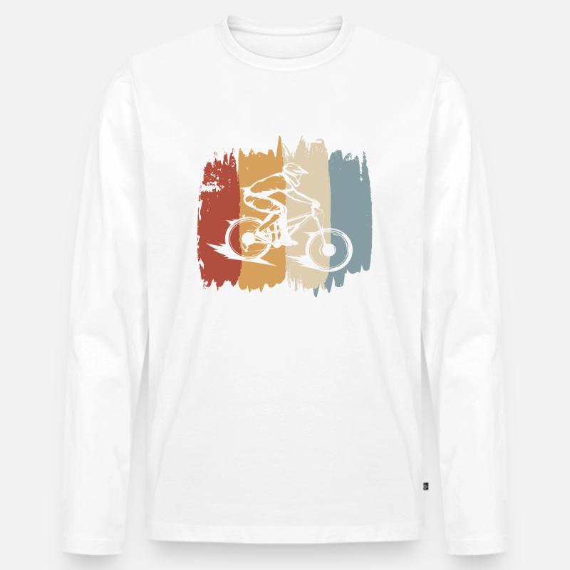 Downhill - Retro Style - Männer Premium Bio Langarmshirt - Weiß