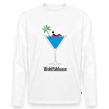 Pool Party | Wohlfühloase - Männer Premium Bio Langarmshirt - Weiß - Vorne - Nico (187cm)