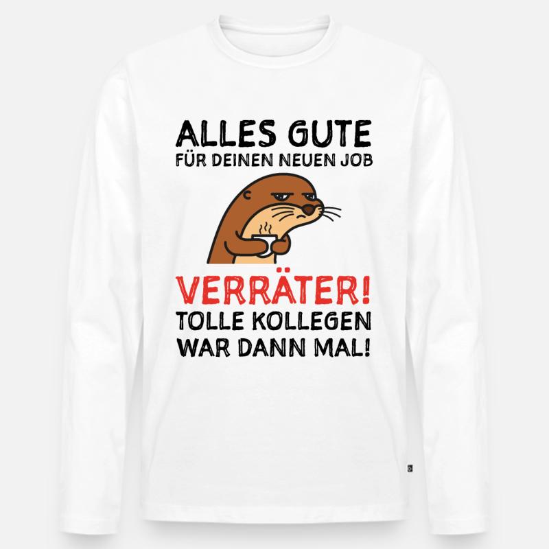 Abschied Abschiedsgeschenk Geschenkidee - Männer Premium Bio Langarmshirt - Weiß