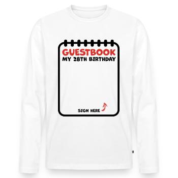 28 years birthday guestbook guest list - Men's Premium Organic Long Sleeve Shirt - white - Front - Nico (187cm)