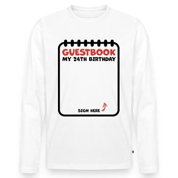 24 years birthday guestbook guest list - Men's Premium Organic Long Sleeve Shirt - white - Front - Nico (187cm)