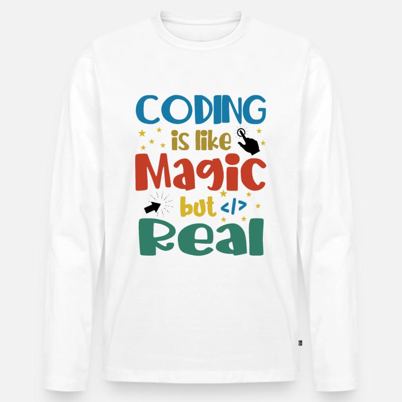 Coding Is Like Magic Coder Programmer Computer Gee Männer Premium Bio Langarmshirt