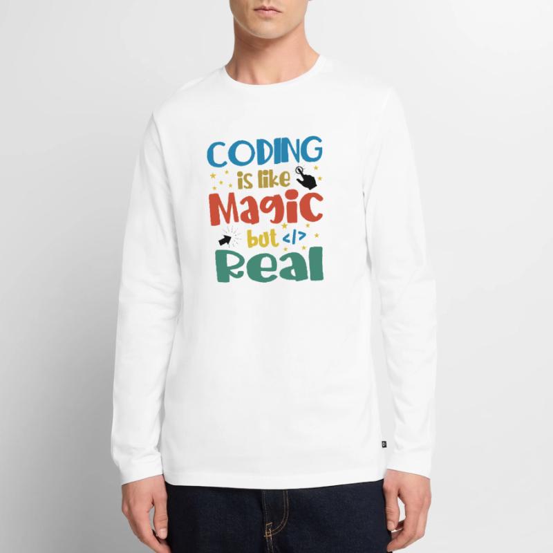 Coding Is Like Magic Coder Programmer Computer Gee Männer Premium Bio Langarmshirt