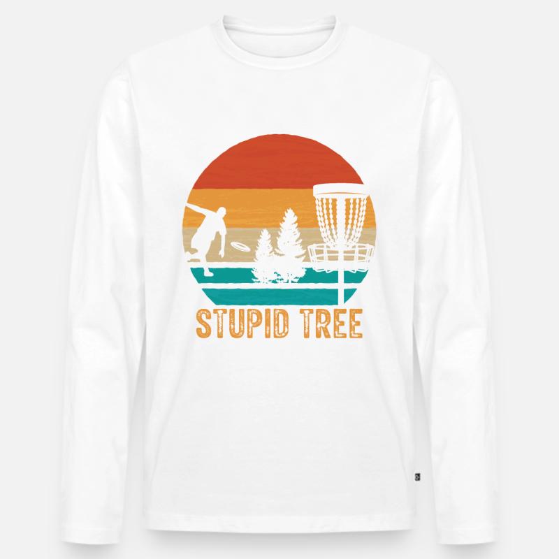 Dummes Baum-disc-golf-weinlese-entscheidendes - Männer Premium Bio Langarmshirt - Weiß