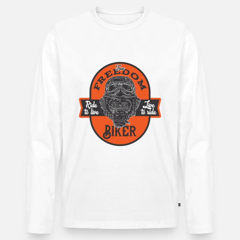 Biker, Motorradfahrer - Männer Premium Bio Langarmshirt - Weiß
