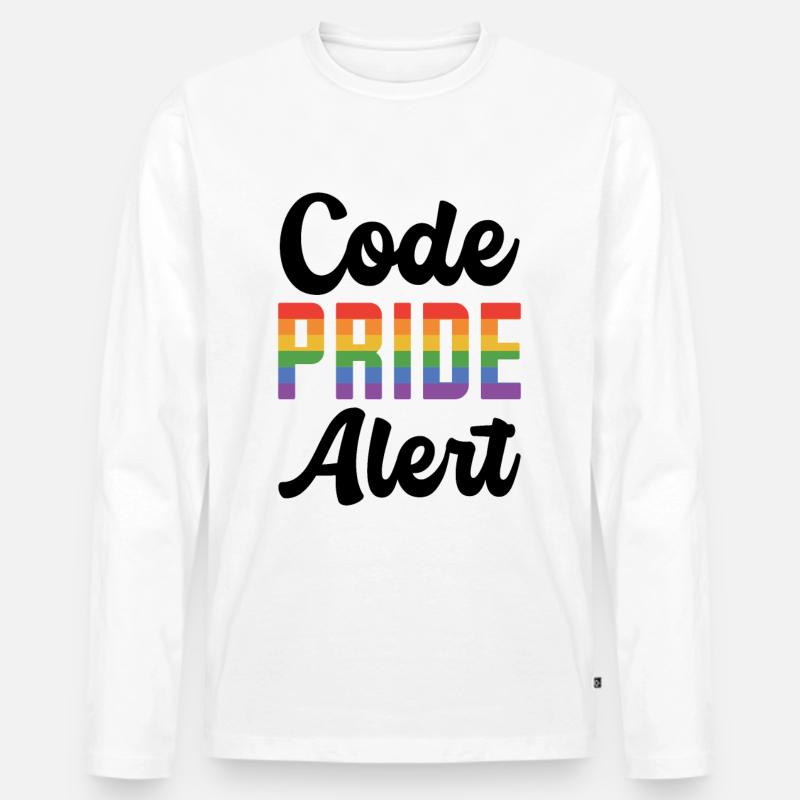Code Pride Alert Bisexual Lesbian Love Asexual Tra - Männer Premium Bio Langarmshirt - Weiß