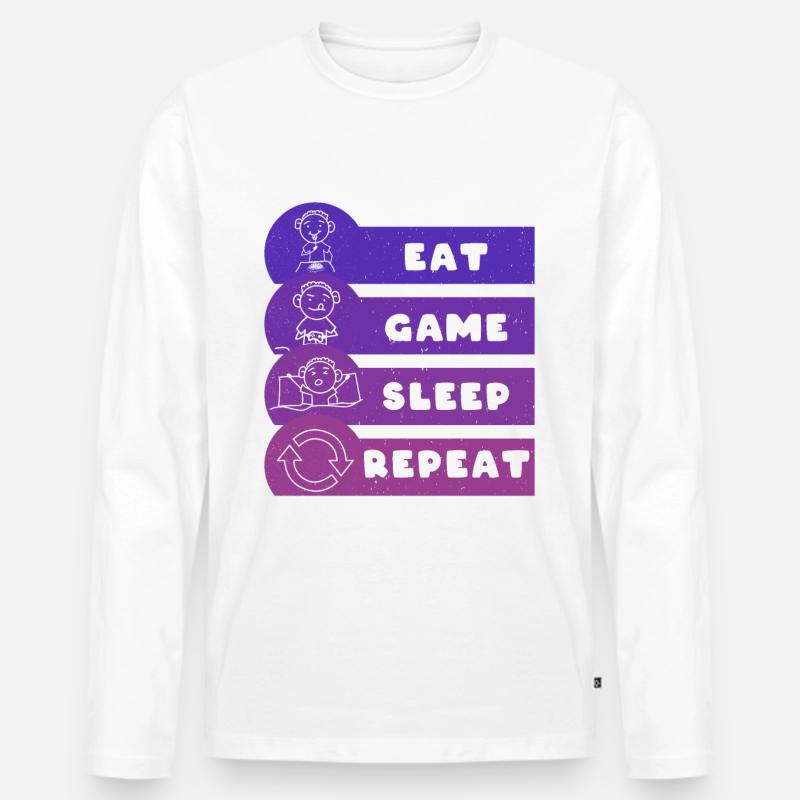 Eat Game Sleep Repeat - Männer Premium Bio Langarmshirt - Weiß